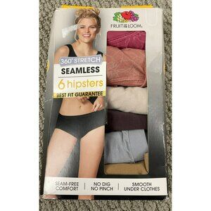 Fruit Of The Loom Ladies 6-Pack Seamless Hipsters 360° Stretch Assorted Colors S